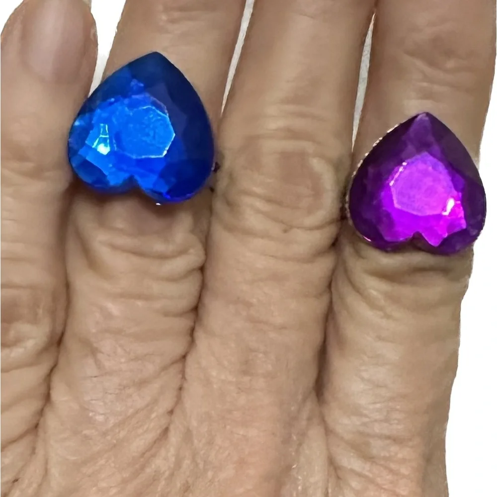VTG RARE Y2K LISA FRANK BLUE HEART GEM RING BLING JEWELRY VALENTINE GIFT LOVE LV